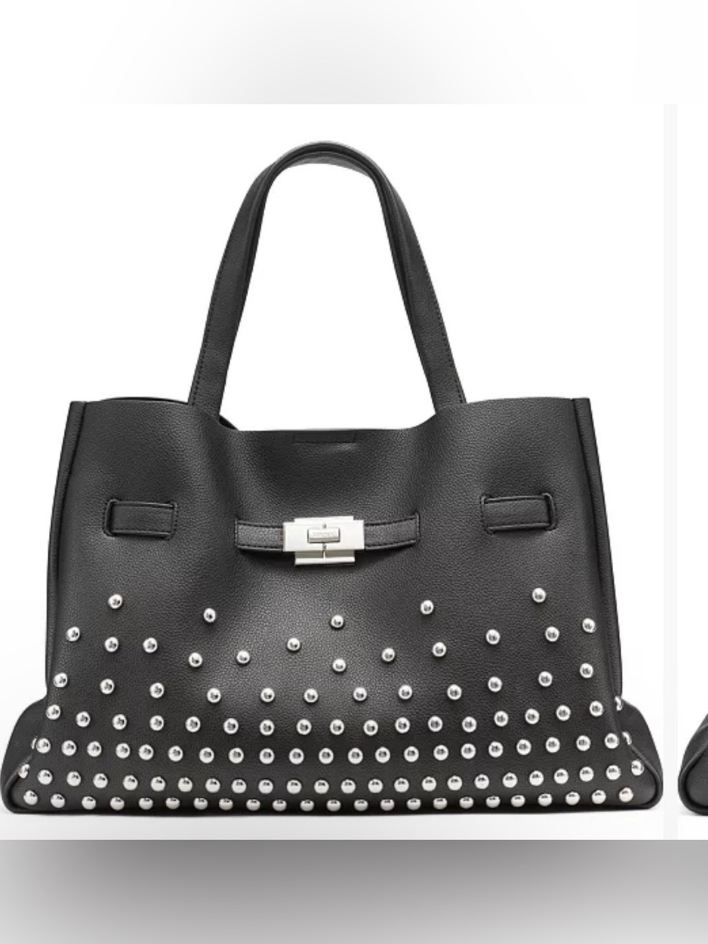 DKNY Bryar Large Satchel Black Studded with Silver Hardware